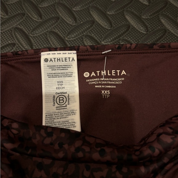 NWT ATHLETA Clean Medium Bikini Bottom IN Camo Flora Decadent Chocolate XXS - Picture 8 of 10